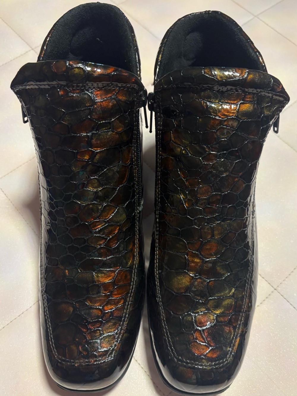 Comfort Class Reptile Embossed Patent Ankle Boots